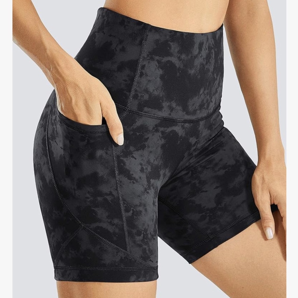 CRZ YOGA XXS Women's Naked Feeling Biker Shorts - 5” High Waisted Black/Grey